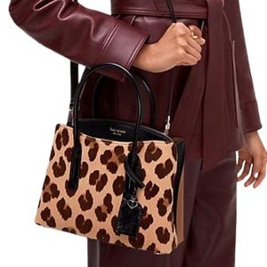 Kate Spade New York Medium Margaux Leopard Print Leather Satchel Crossbody
